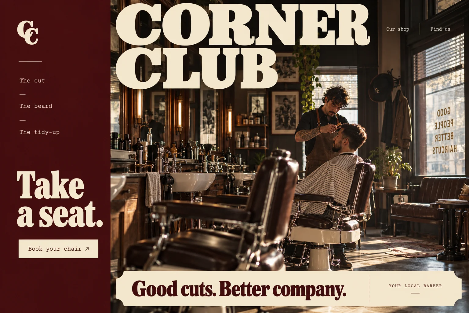 Corner Club website design concept
